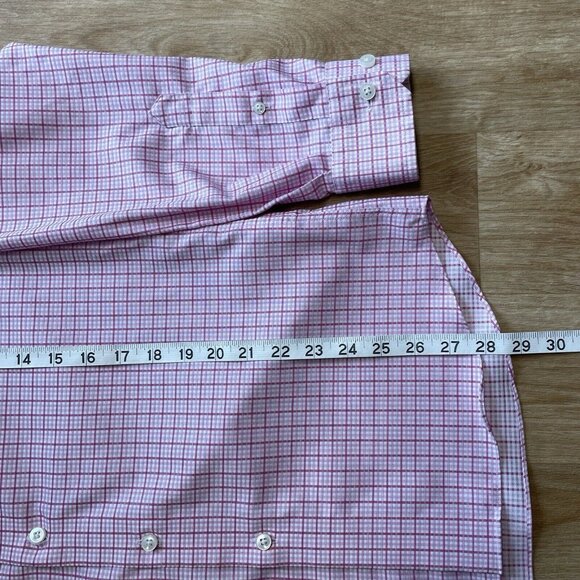 EGARA BUTTON UP SHIRT MENS M SLIM FIT NON IRON CASUAL DRESS CHECK CONTRAST CUFF - Picture 10 of 11